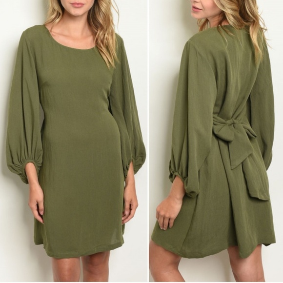 Trend Setter Diva Boutique Dresses & Skirts - TIE FRONT OR BACK BELTED OLIVE DRESS